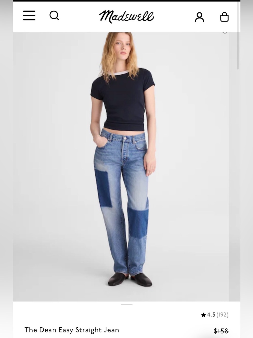 Madewell Two-Tone Blue Patch Straight-Leg Jeans